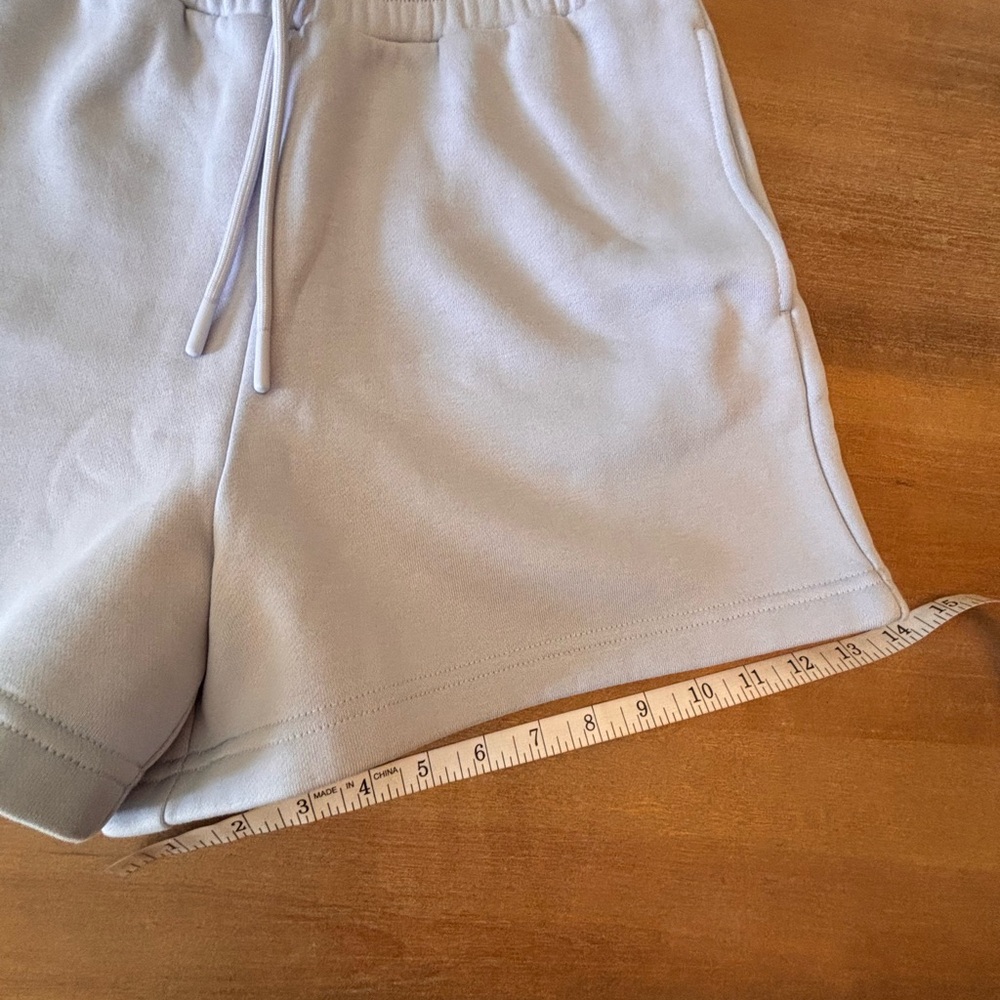 Sweaty Betty ‘Elevated Short’ High Rise Cotton Fleece Salt Blue Pocket, Sz S NWT - Picture 11 of 14